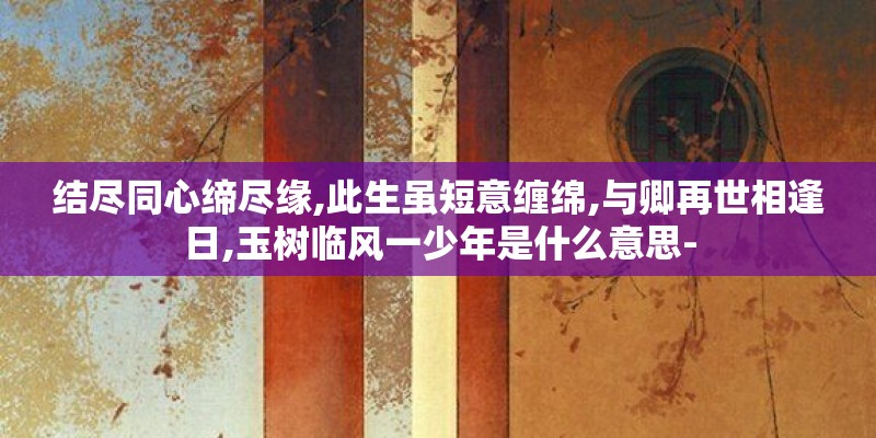 结尽同心缔尽缘,此生虽短意缠绵,与卿再世相逢日,玉树临风一少年是什么意思-