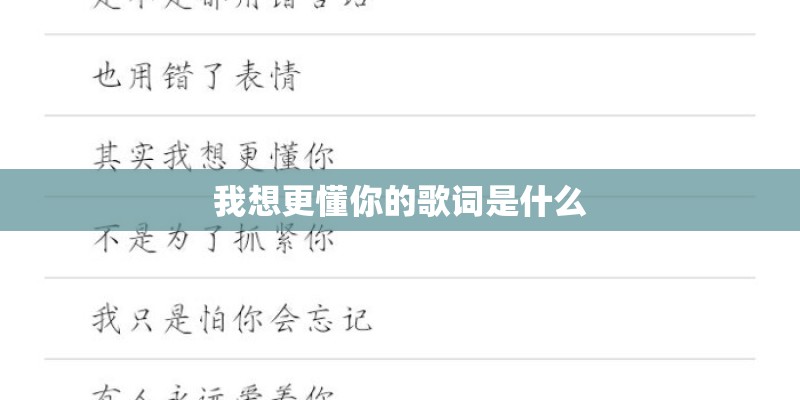我想更懂你的歌词是什么