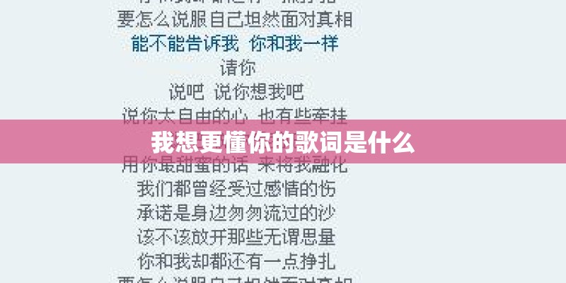 我想更懂你的歌词是什么